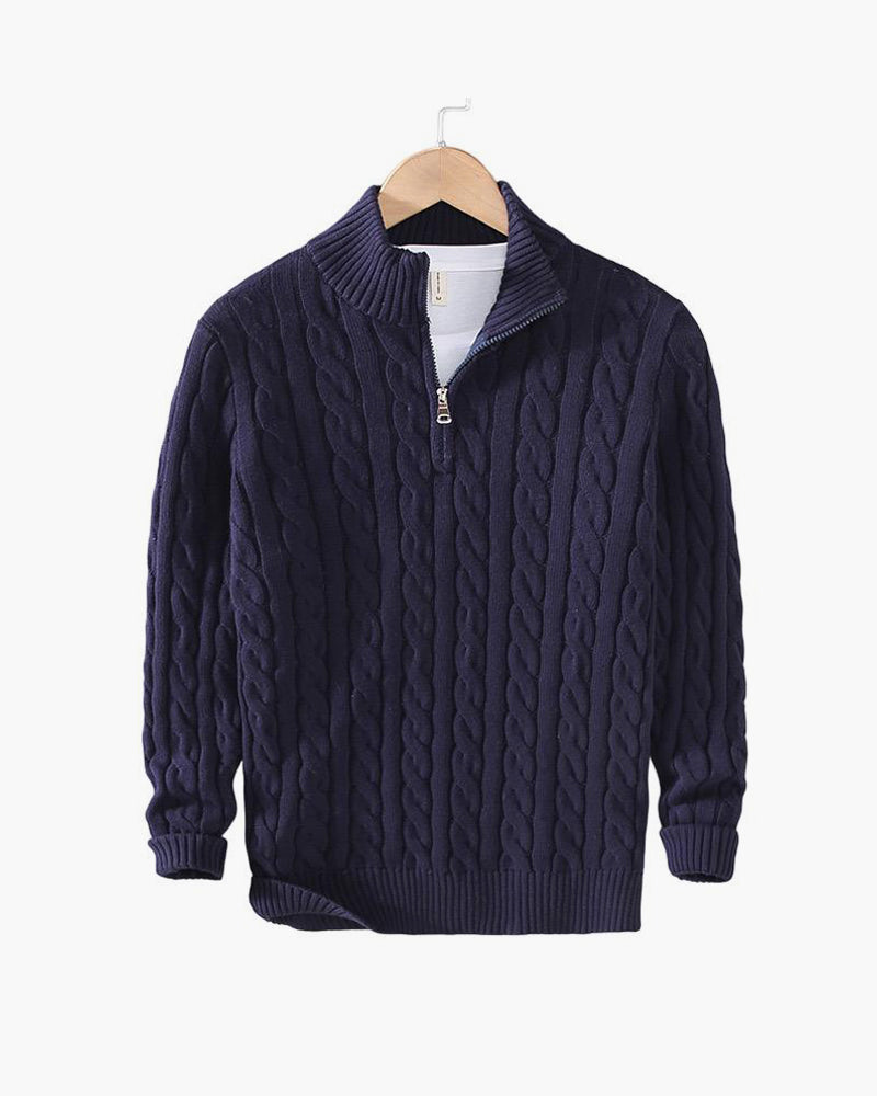 Cable Knit Quarter-Zip Sweater