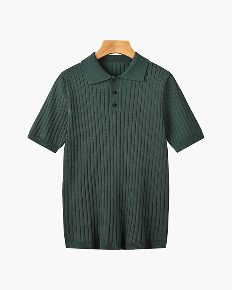Textured Button Knit Polo