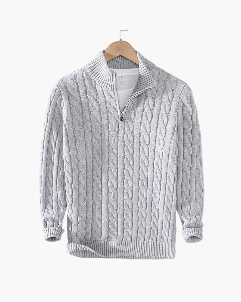 Cable Knit Quarter-Zip Sweater