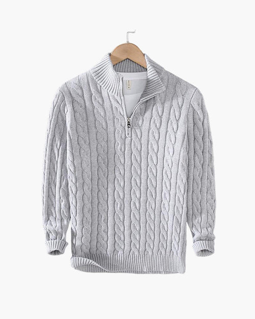 Cable Knit Quarter-Zip Sweater