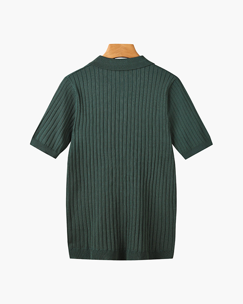 Textured Button Knit Polo