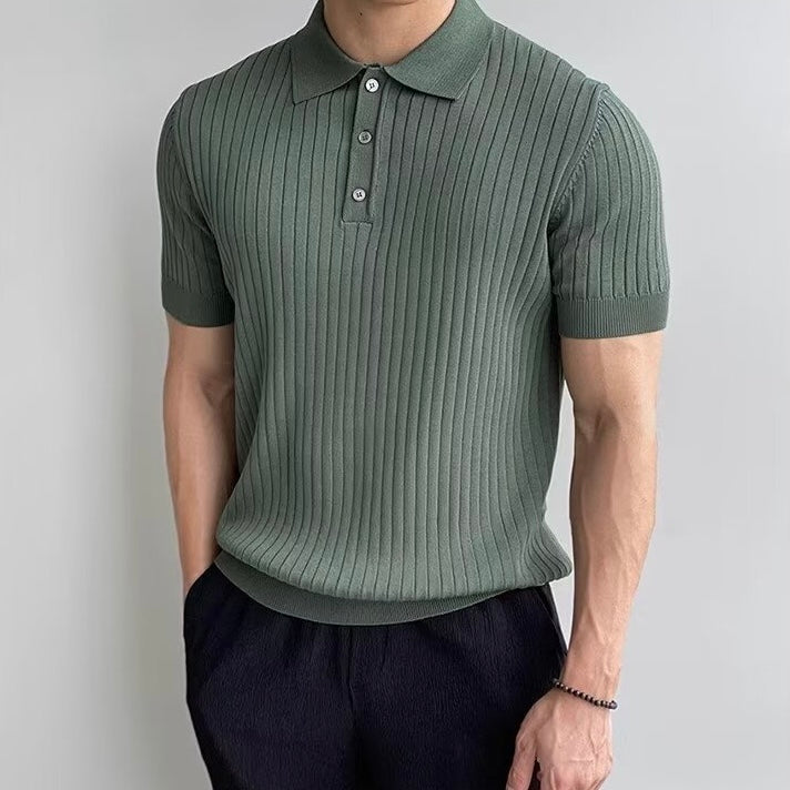 Textured Button Knit Polo