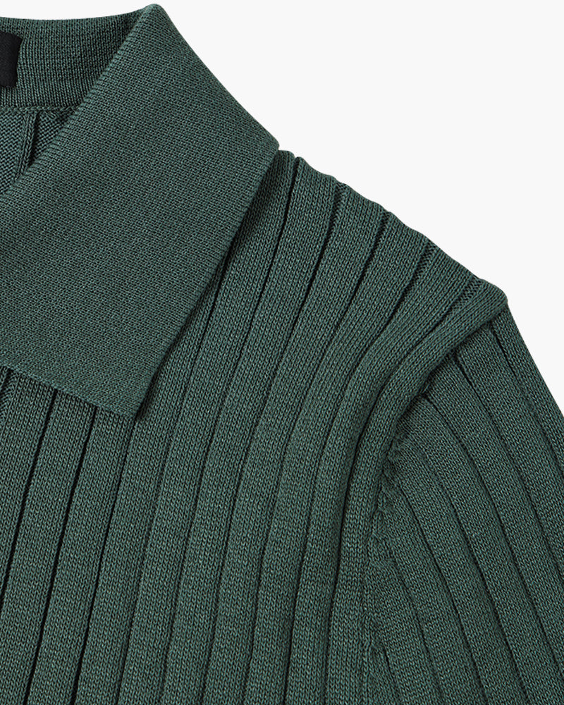 Textured Button Knit Polo