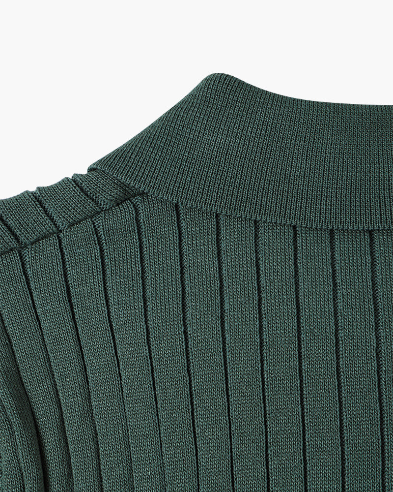 Textured Button Knit Polo