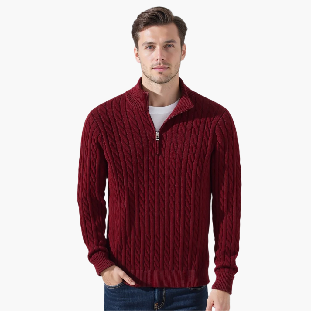 Cable Knit Quarter-Zip Sweater