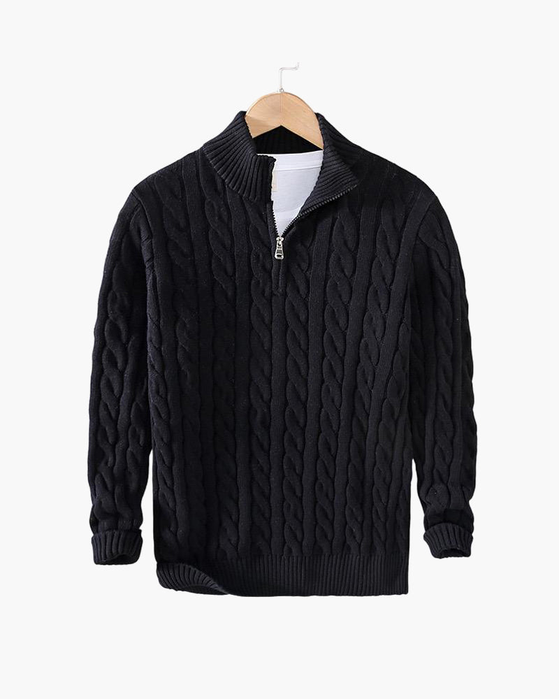 Cable Knit Quarter-Zip Sweater