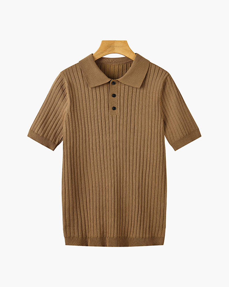 Textured Button Knit Polo