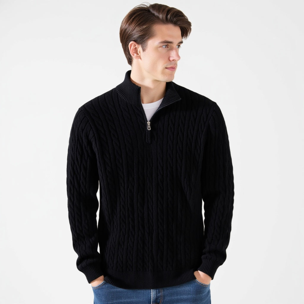 Cable Knit Quarter-Zip Sweater