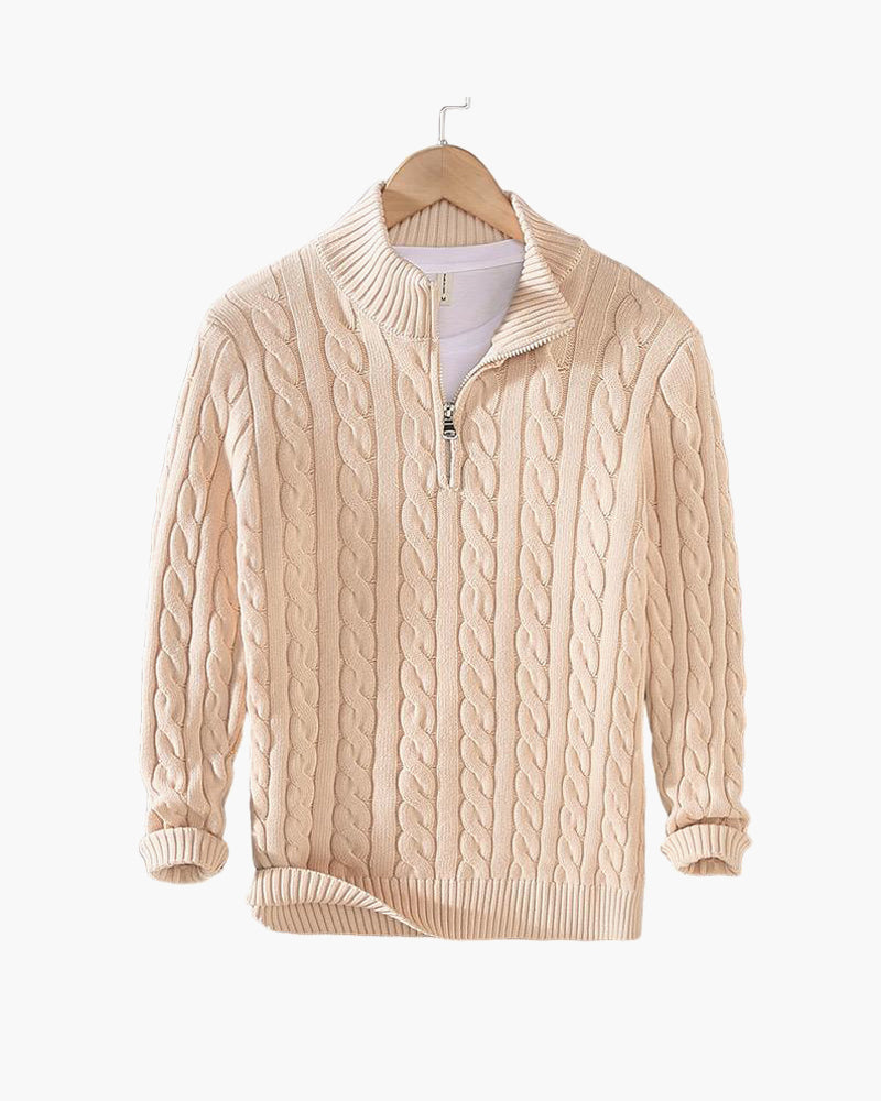 Cable Knit Quarter-Zip Sweater