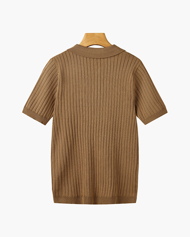 Textured Button Knit Polo