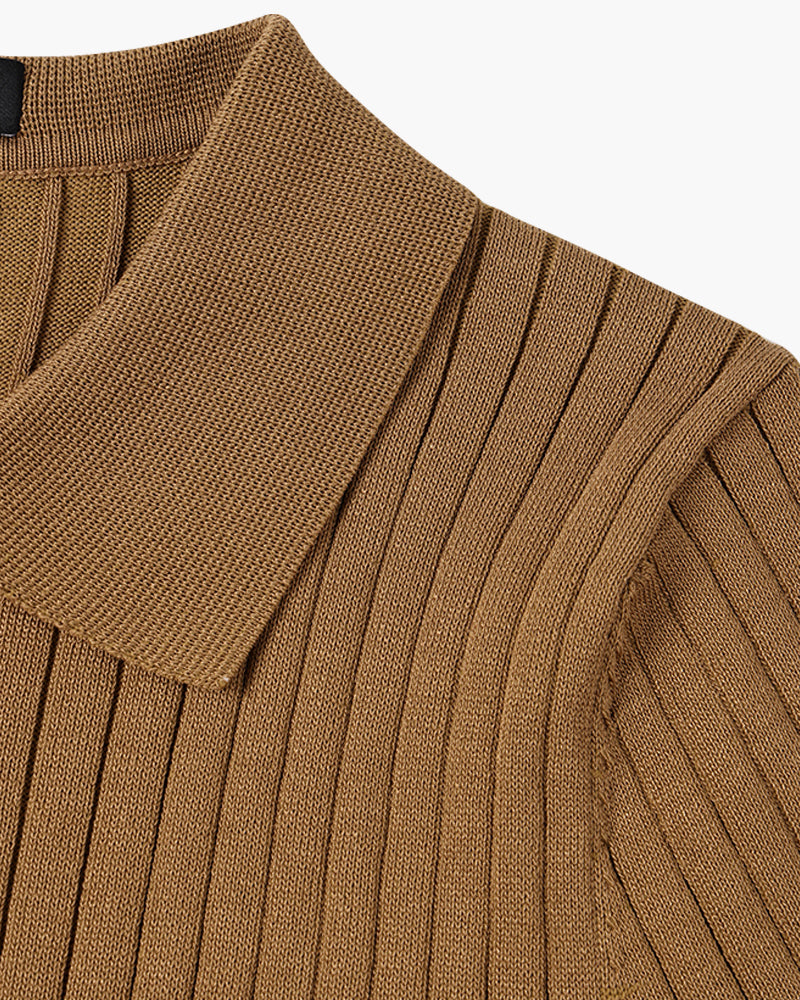 Textured Button Knit Polo