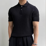 Textured Button Knit Polo