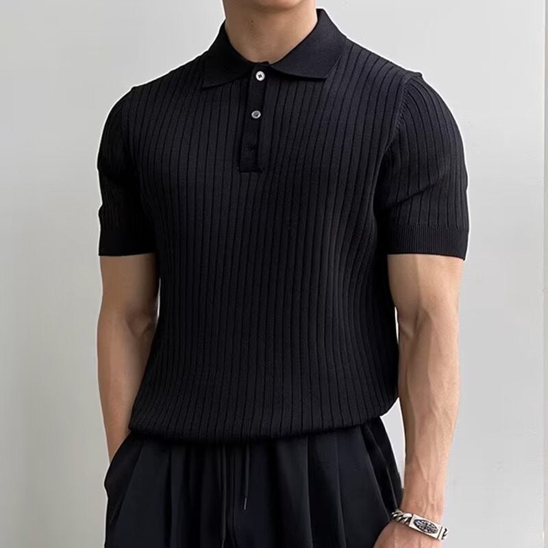 Textured Button Knit Polo