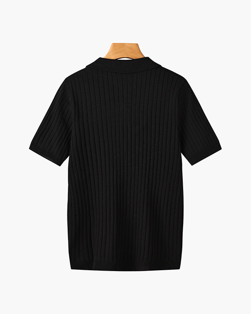 Textured Button Knit Polo
