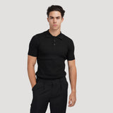 Textured Button Knit Polo