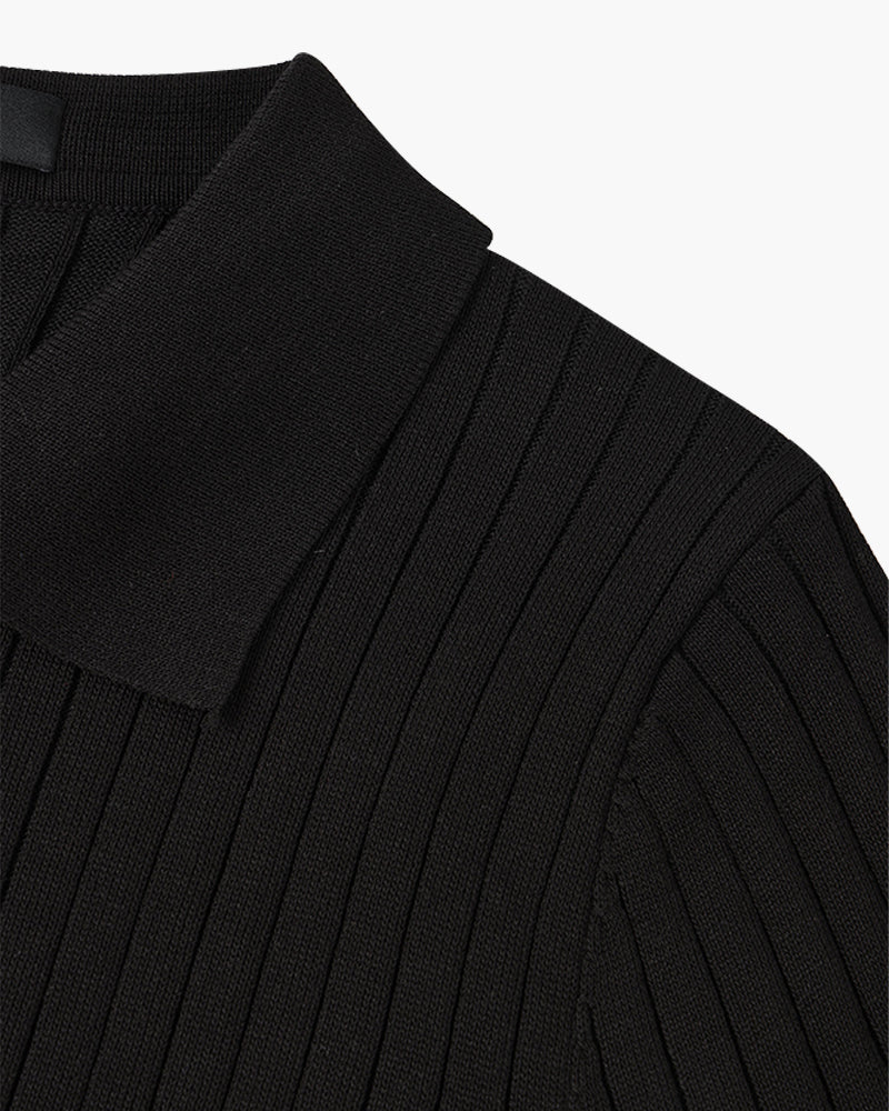 Textured Button Knit Polo