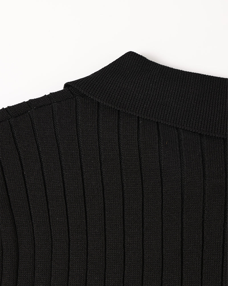 Textured Button Knit Polo