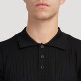 Textured Button Knit Polo