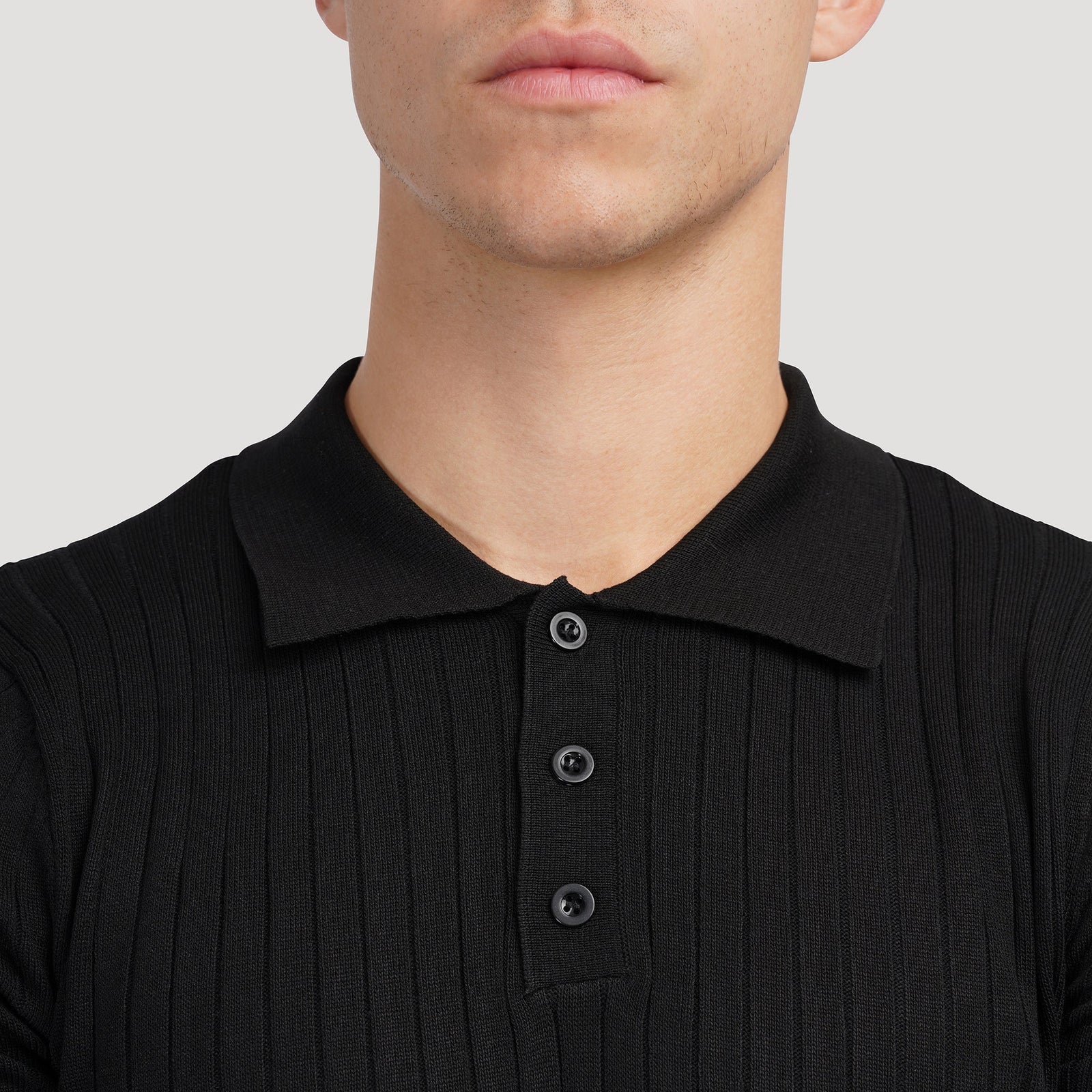 Textured Button Knit Polo