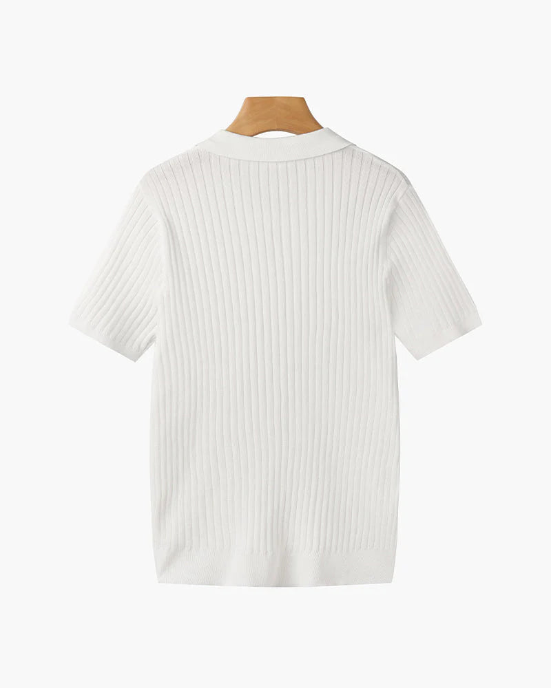 Ribbed Knit Resort Polo