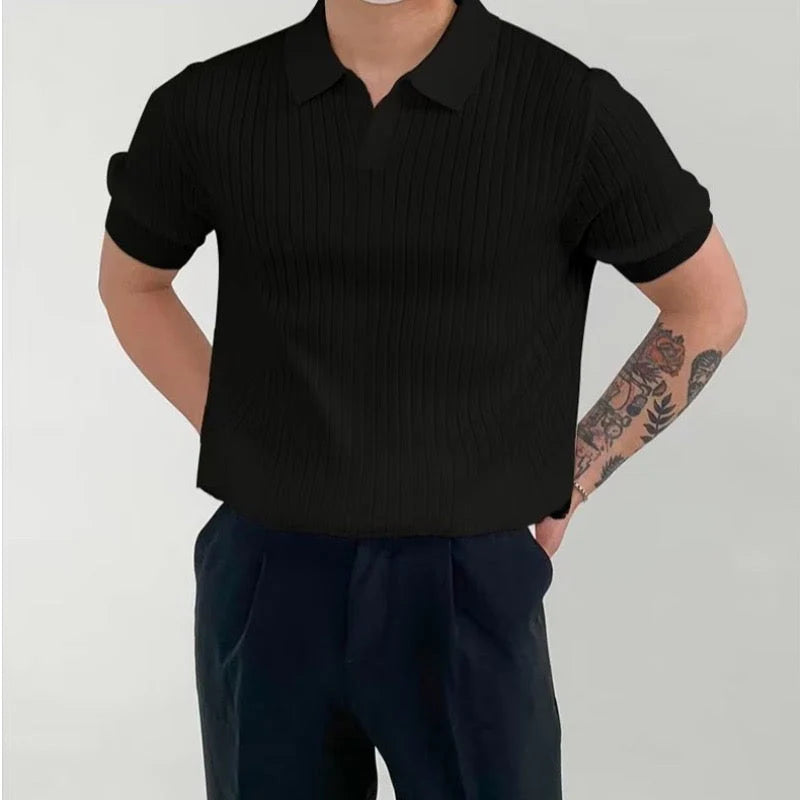 Ribbed Knit Resort Polo