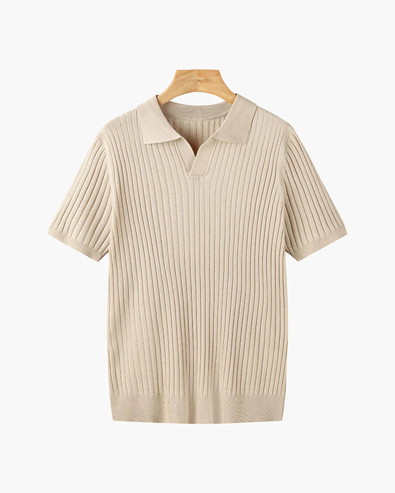 Ribbed Knit Resort Polo