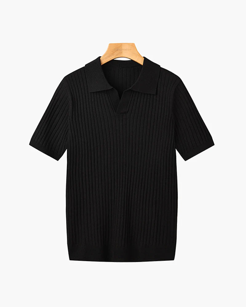 Ribbed Knit Resort Polo
