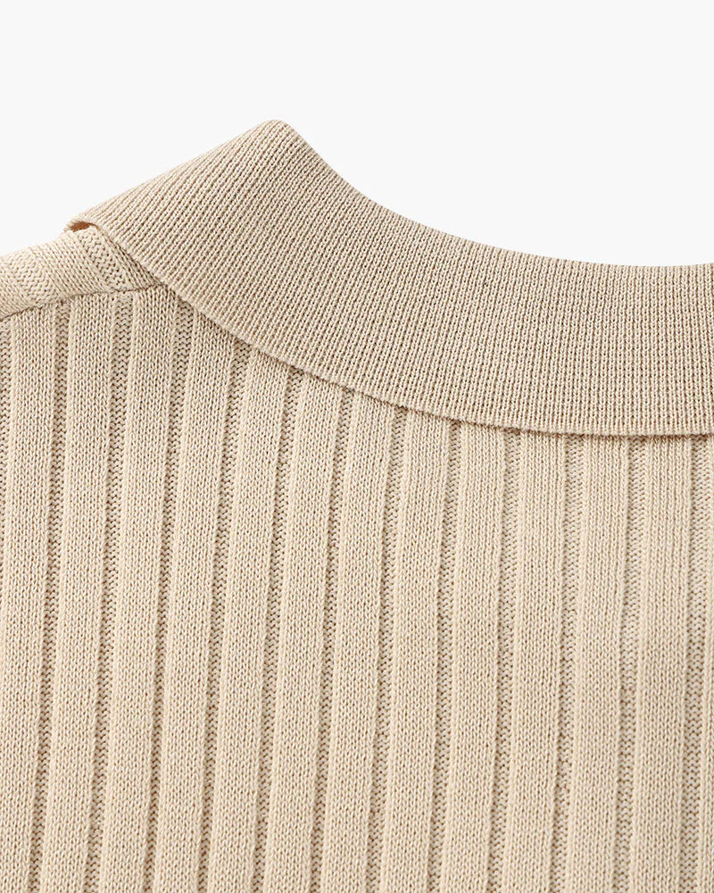 Ribbed Knit Resort Polo