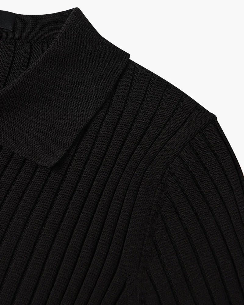 Ribbed Knit Resort Polo