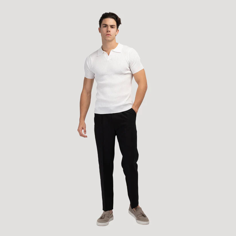 Ribbed Knit Resort Polo
