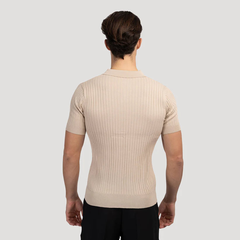 Ribbed Knit Resort Polo