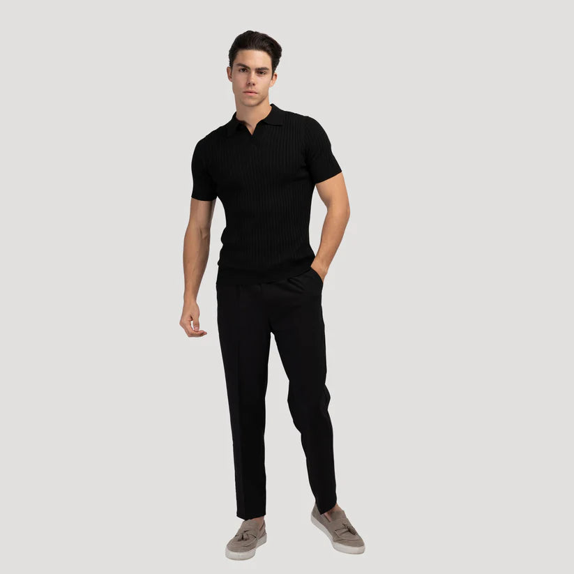 Ribbed Knit Resort Polo