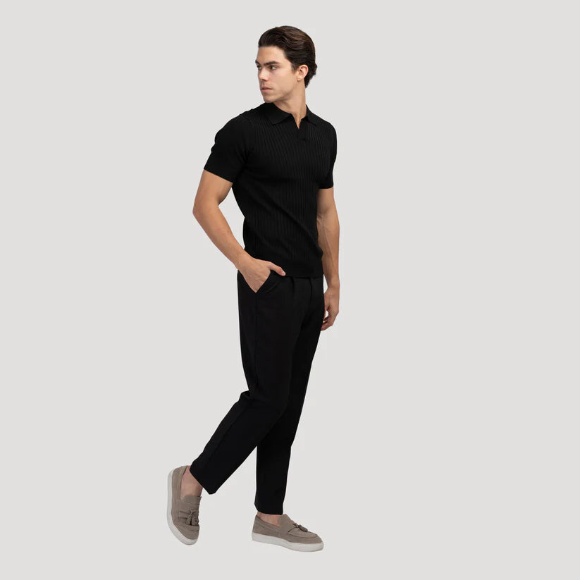 Ribbed Knit Resort Polo