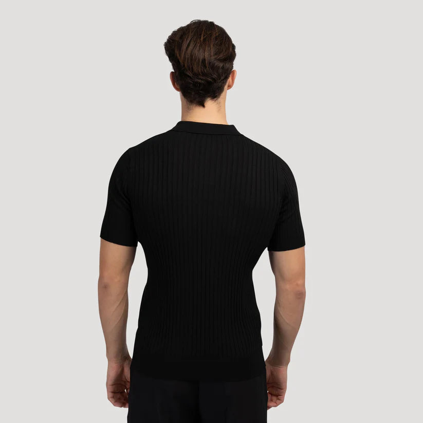 Ribbed Knit Resort Polo
