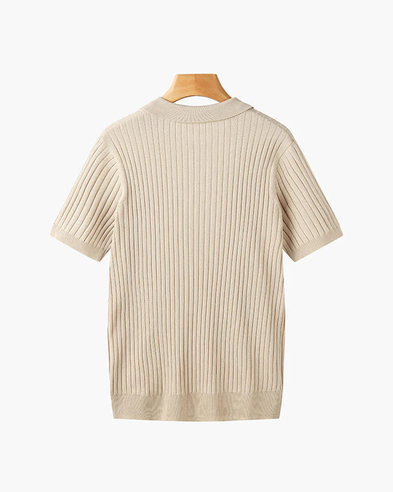 Ribbed Knit Resort Polo