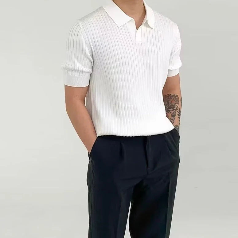 Ribbed Knit Resort Polo