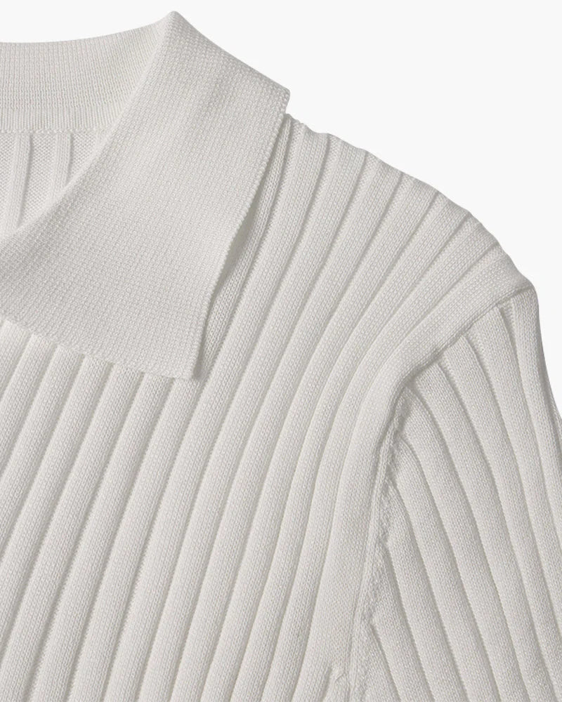 Ribbed Knit Resort Polo