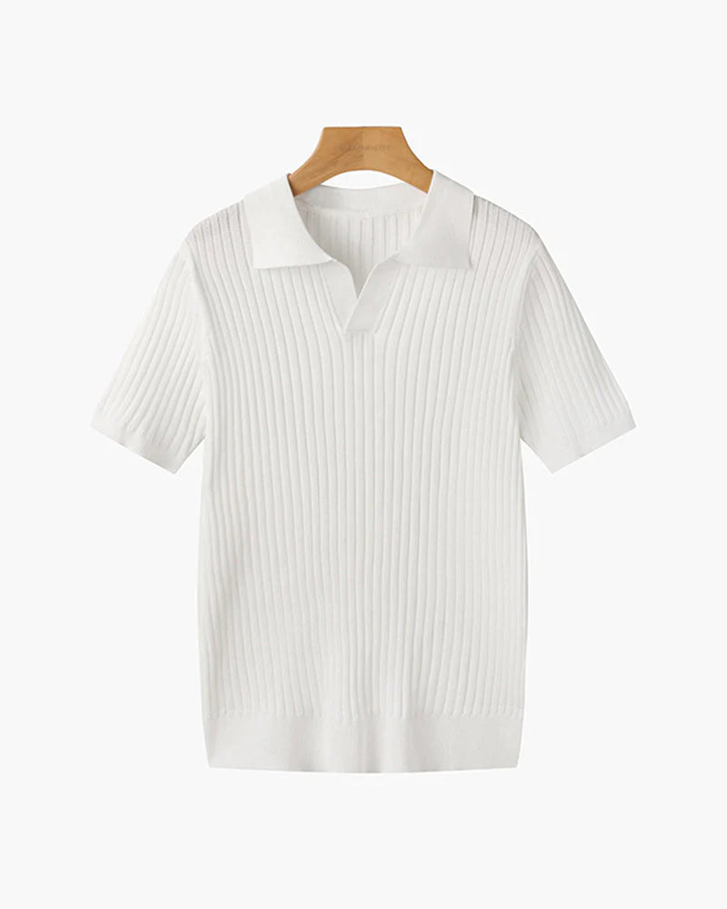 Ribbed Knit Resort Polo